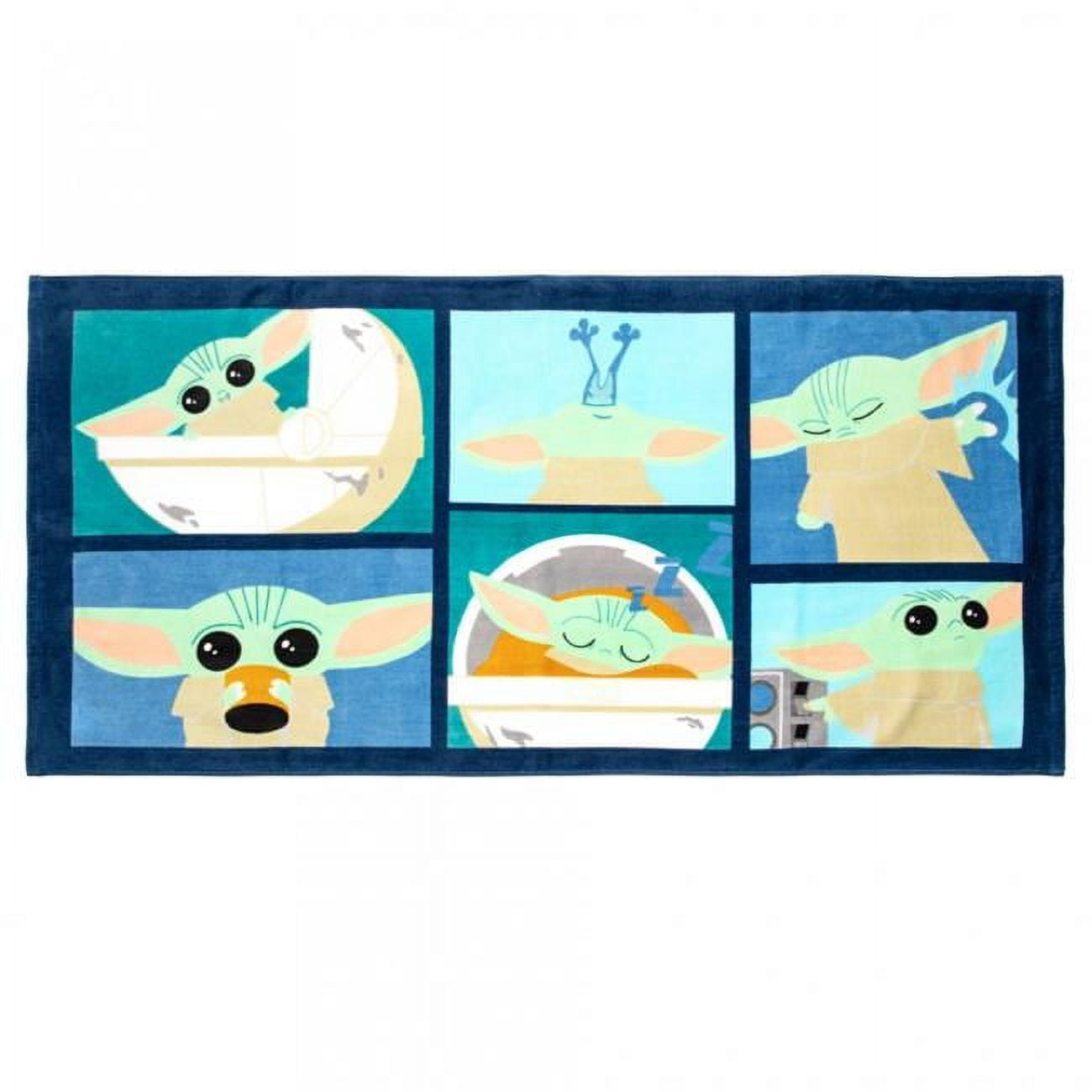 Star Wars The Mandalorian Grogu Scenes Bath Towel, Blue