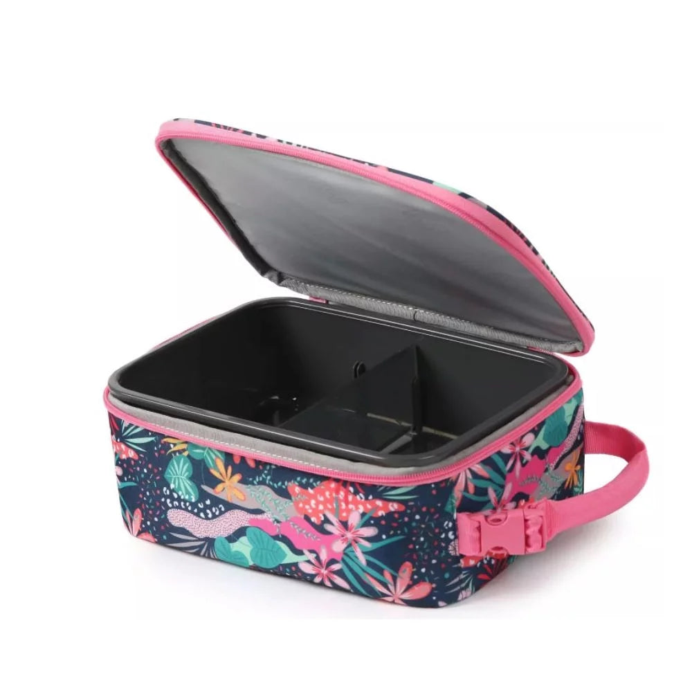 Thermal Insulated Zippered Lunch Bag Box Hardbody - Hawaiian Tropical Floral