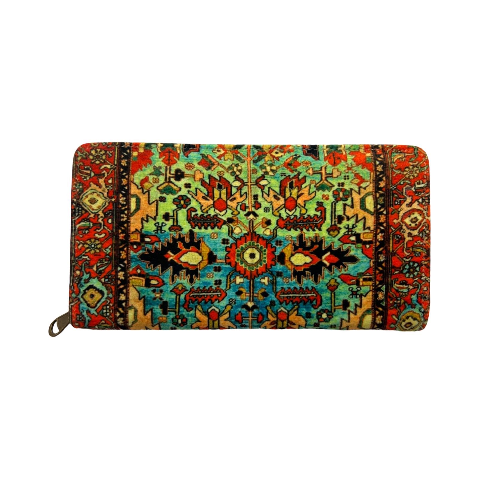 Persian Vintage Handmade Velvet & Leather Woman Wallet - Heris Design