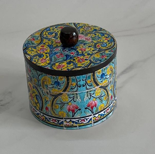 Persian Vintage Handcrafted Wooden Sugar Cube Holder- Golestan Design