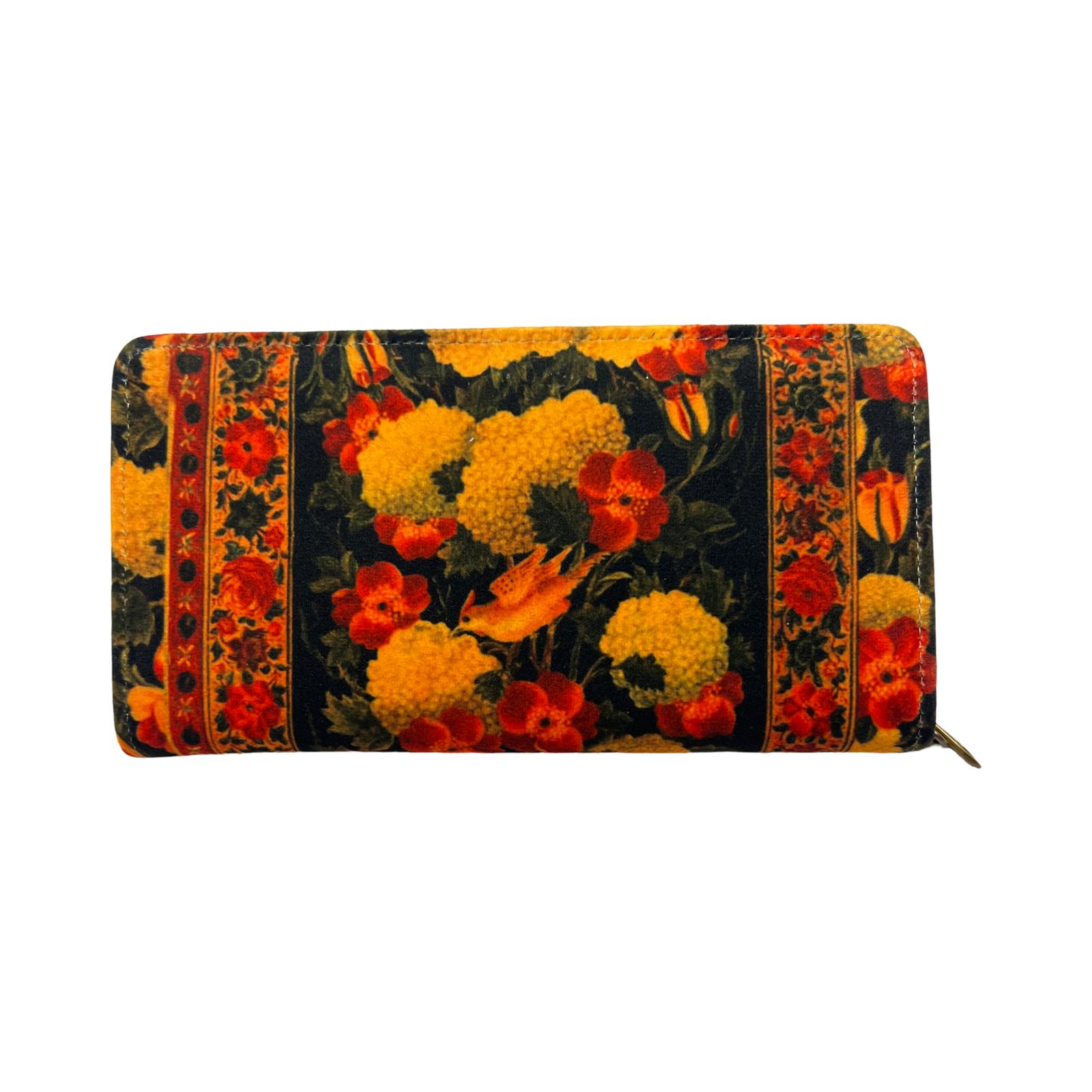 Persian Vintage Handmade Velvet & Leather Woman Wallet - Ghajari Design