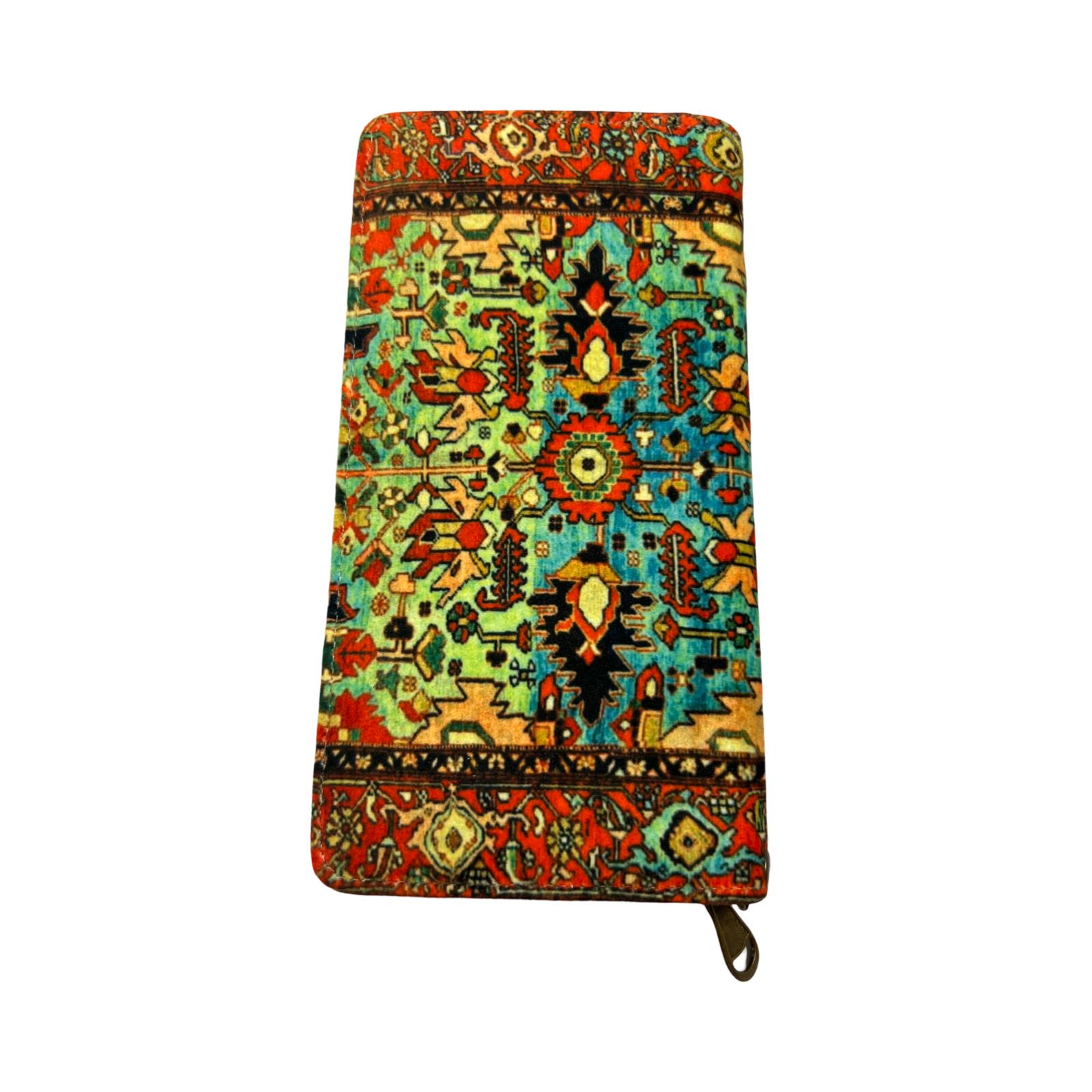 Persian Vintage Handmade Velvet & Leather Woman Wallet - Heris Design