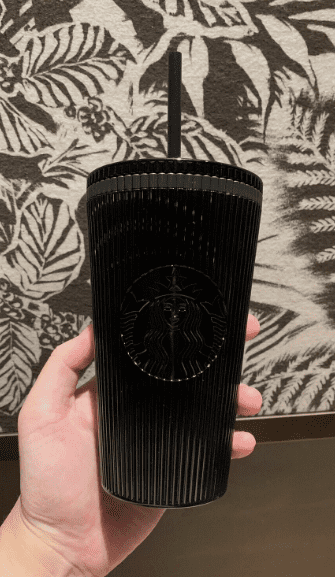 Starbucks Shiny Black Pleated Cup Winter 2024 16oz Cold Cup