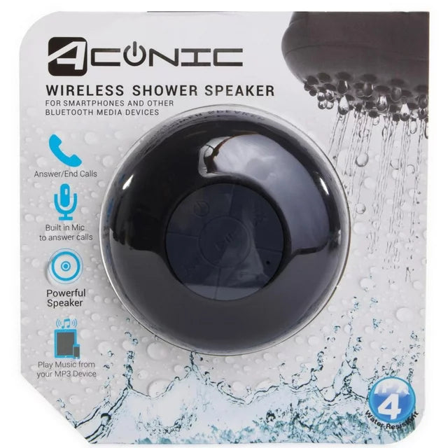 Aconic Wireless Shower Bluetooth Speaker For Smartphone and Other Bluetooth Media Devices Black