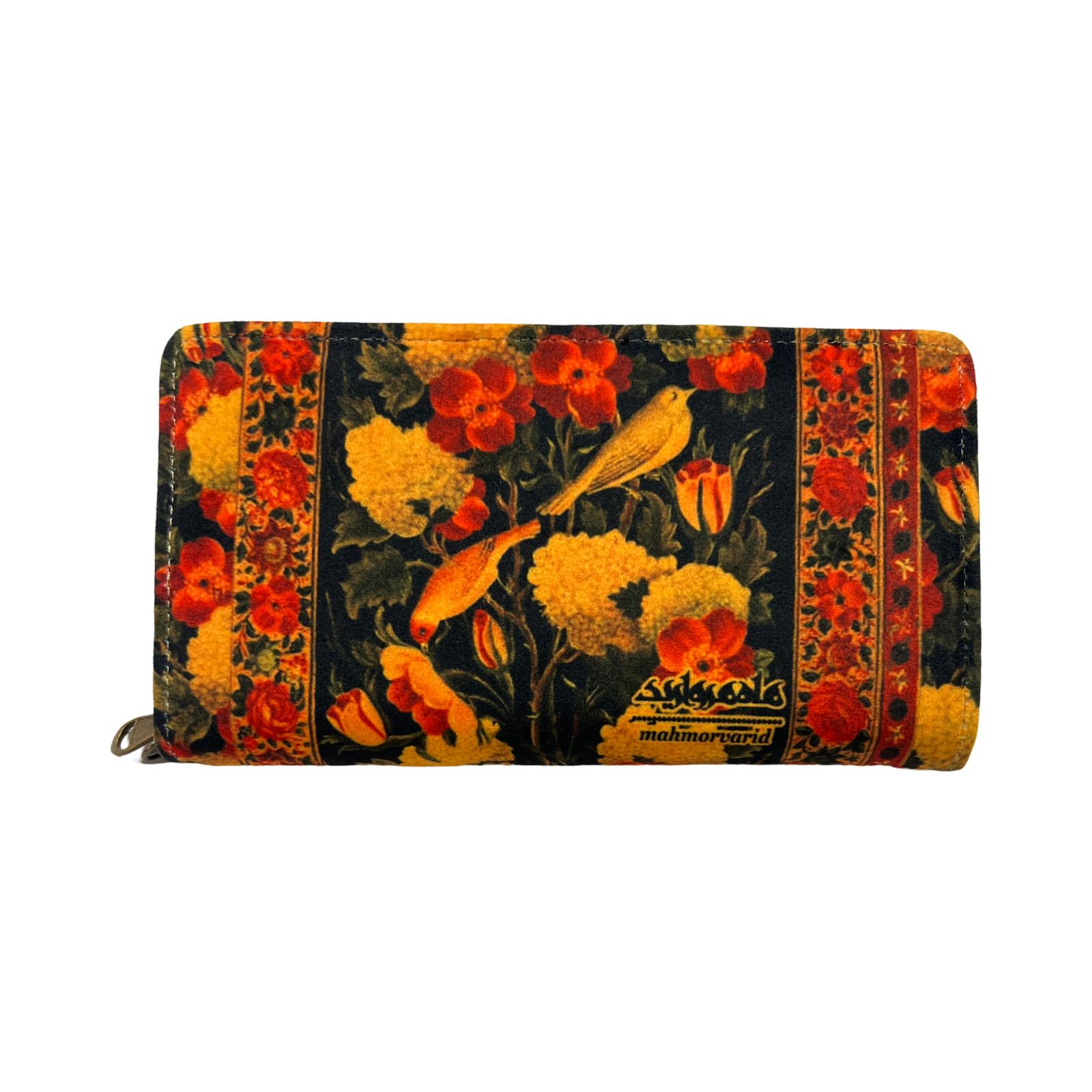 Persian Vintage Handmade Velvet & Leather Woman Wallet - Ghajari Design