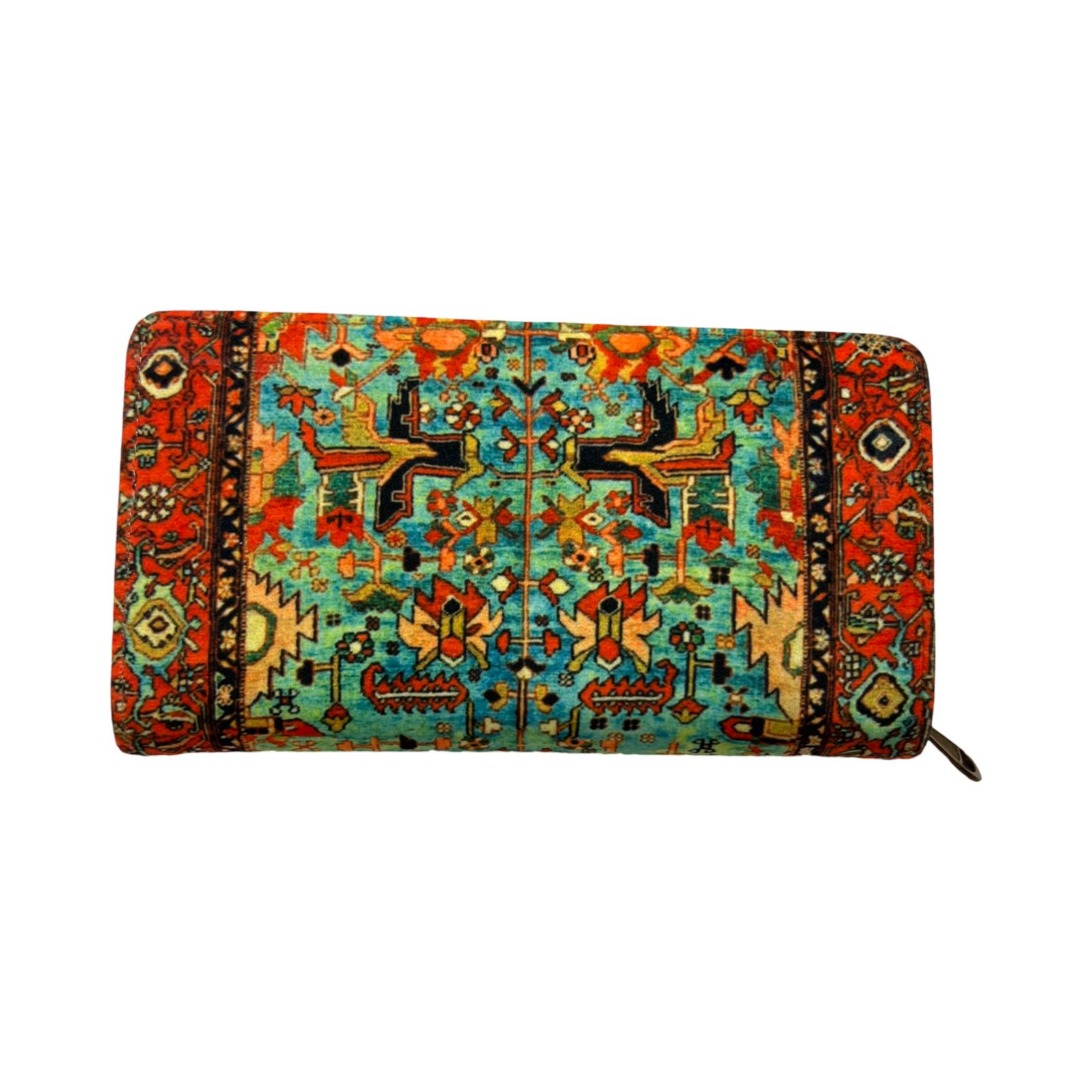 Persian Vintage Handmade Velvet & Leather Woman Wallet - Heris Design