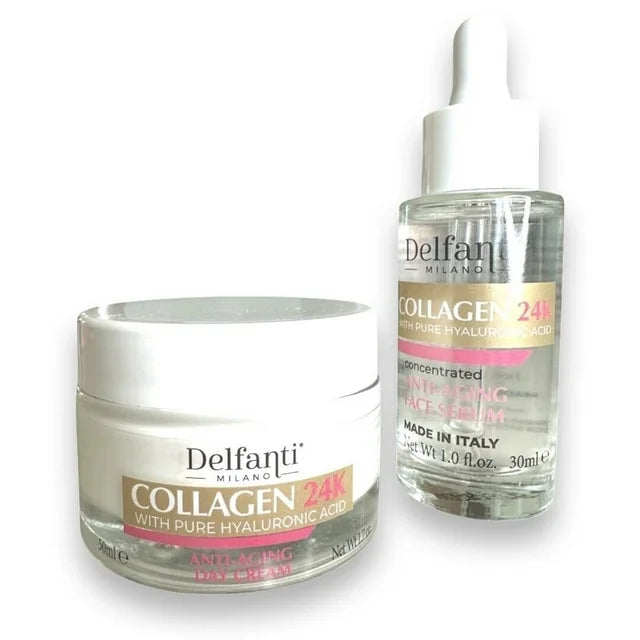 Delfanti Milano Collagen 24K Anti-Aging Day Cream & Face Serum DUO-MADE IN ITALY