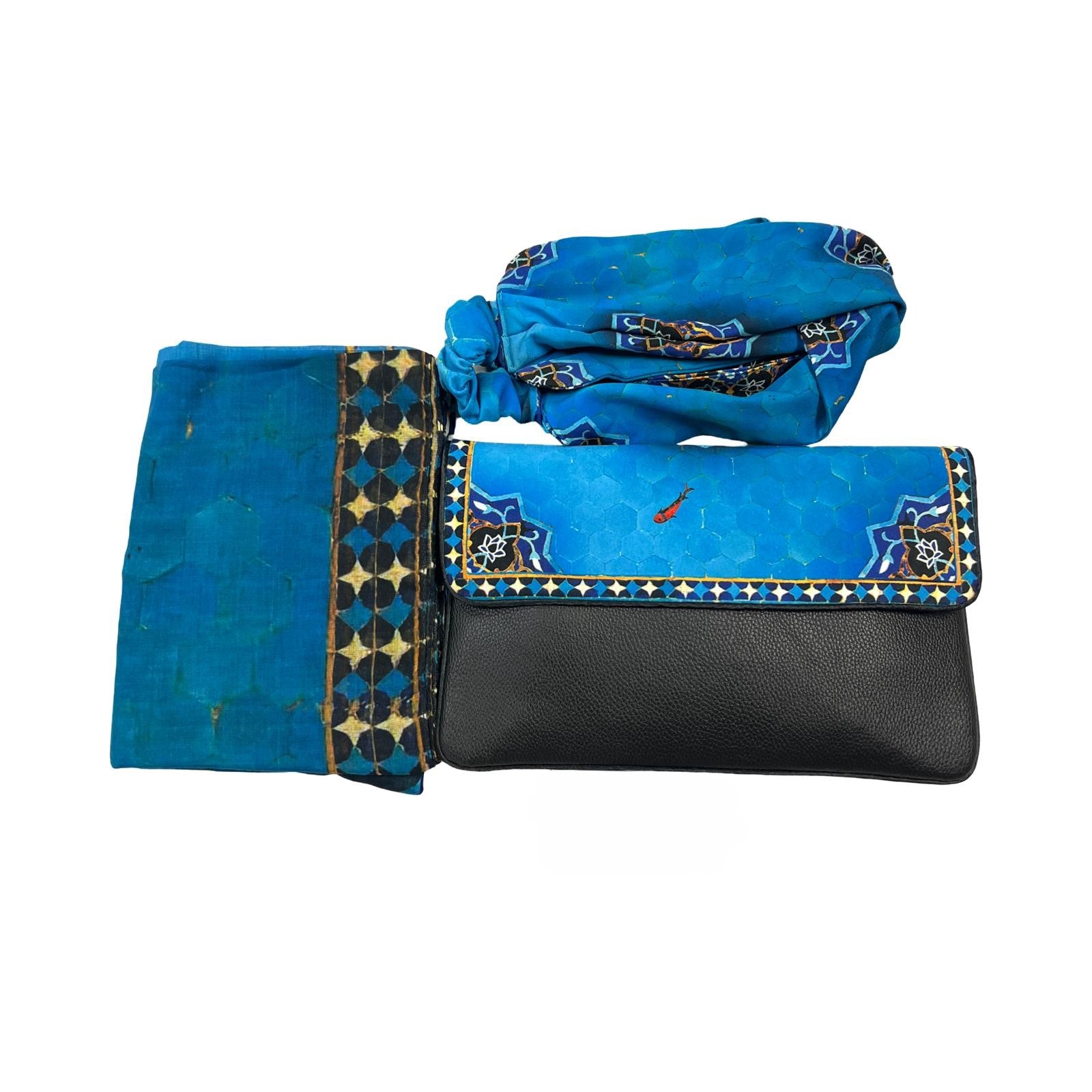 Persian Vintage Handmade Velvet & Leather Purse - Jameh Design