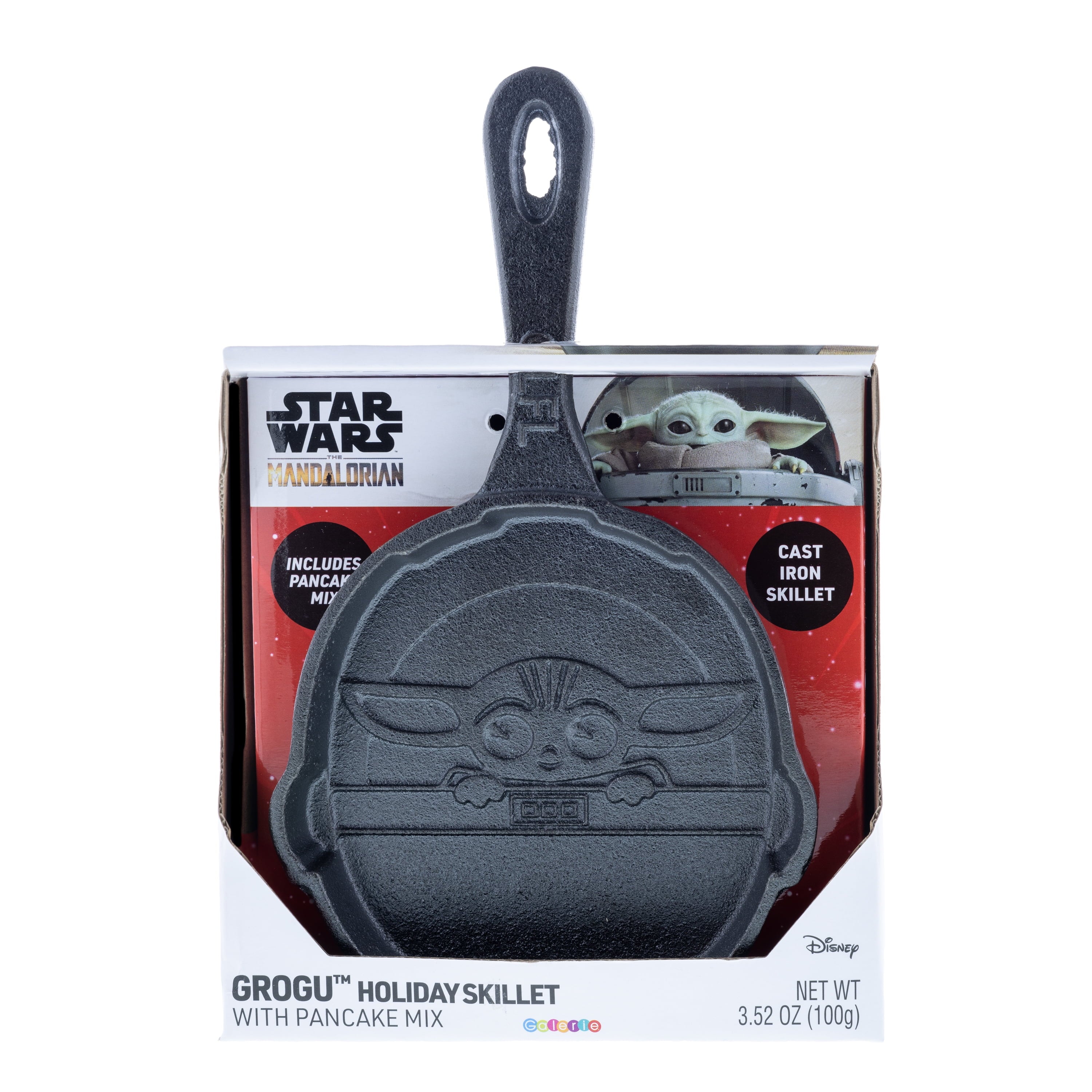 Galerie Star Wars Mandalorian Grogu Cast Iron Skillet with Pancake Mix. 3.52 oz