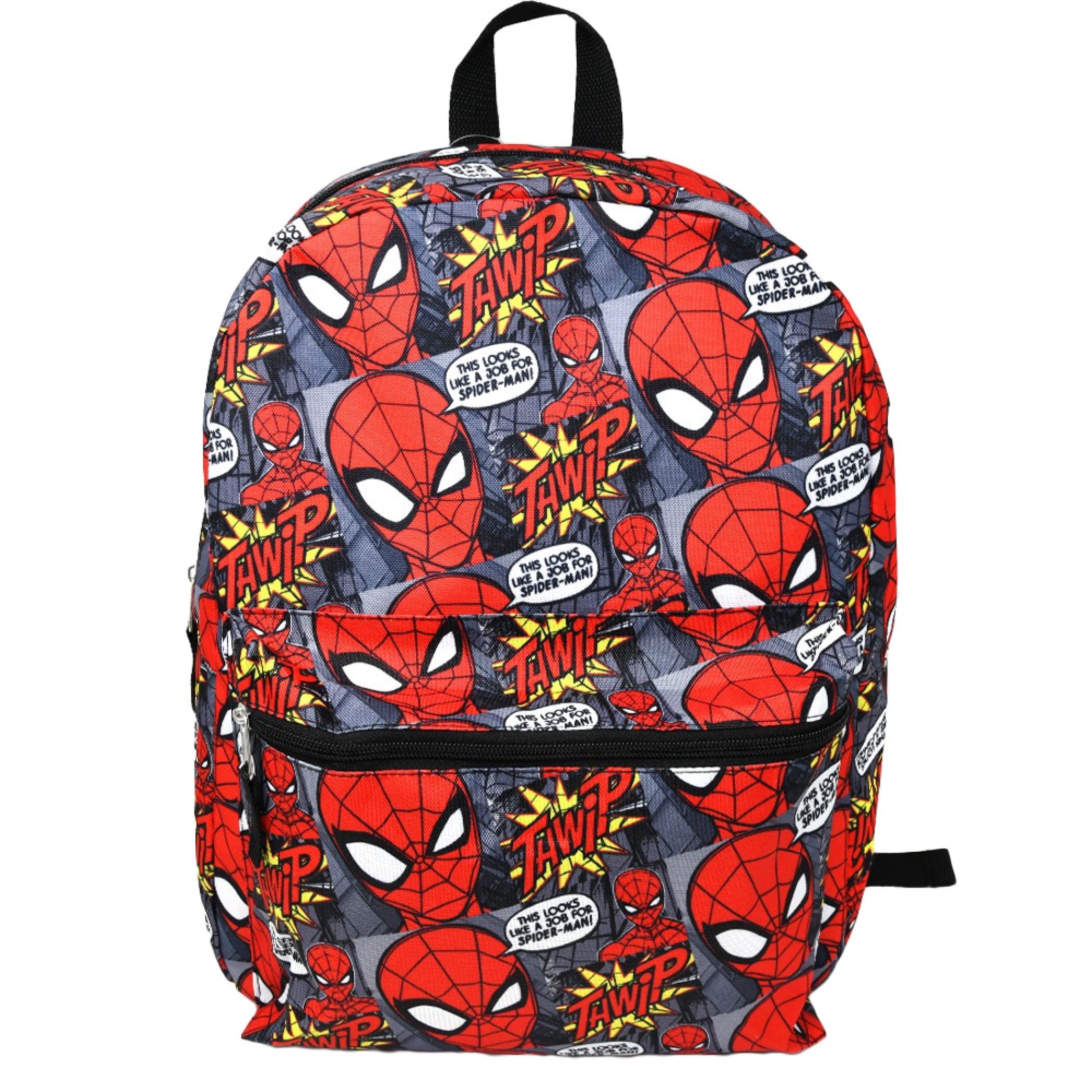 Spider-Man Boys Marvel Backpack 16" Superhero All-over Print w/ Front Pocket