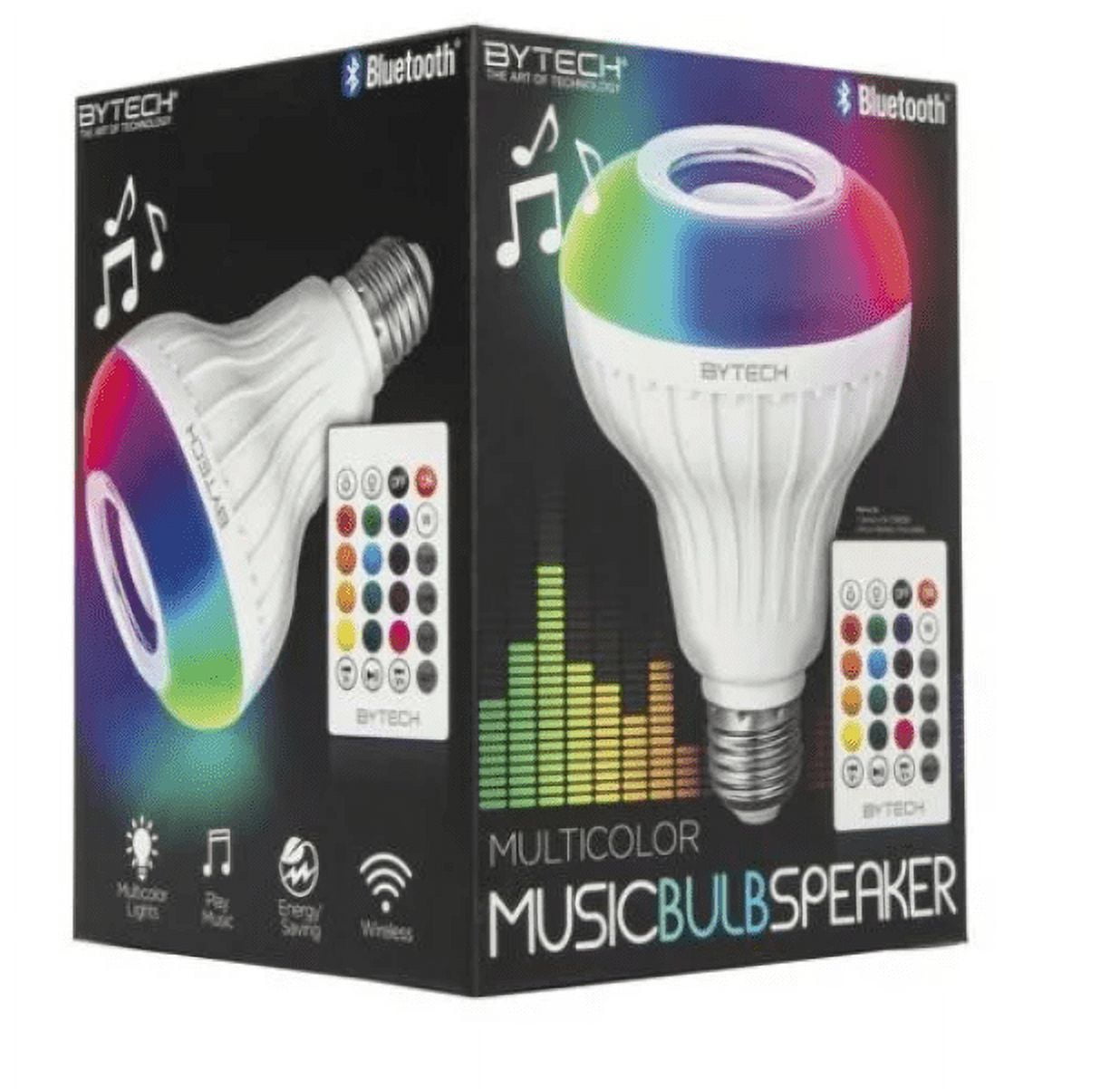 Bytech color-changing speaker light bulb with remote control