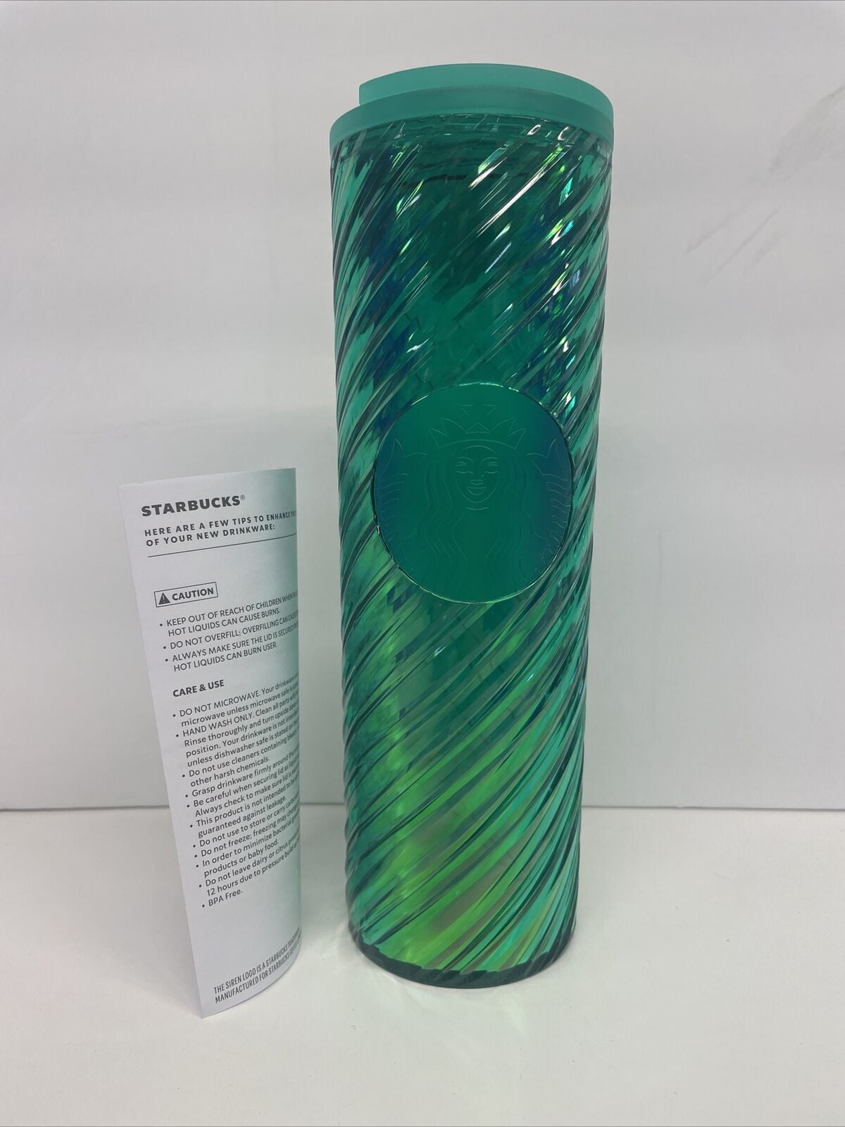 Starbucks Winter Swirl Textured 16 oz Cold Drink Tumbler Green