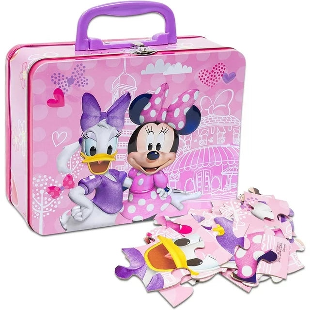 Minnie Mouse 24-Piece Puzzle in Tin with Handle, for Families and Kids Ages 4 and up