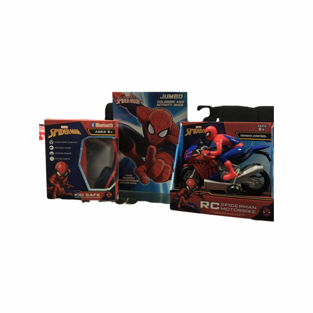 Spiderman Toy and craft Bundle, Jumbo Coloring Book, Spider man Wireless Headphone, Spider man Remote Control RC Motorbike