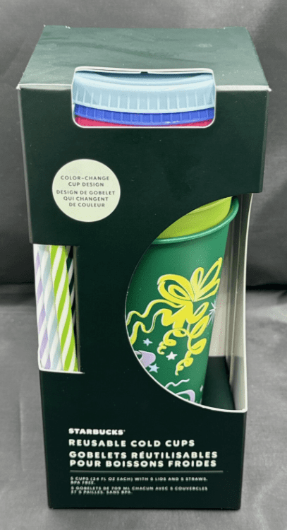 STARBUCKS Holiday 2023 Cold Cup 5 PACK reusable 24 oz. COLOR CHANGING Set