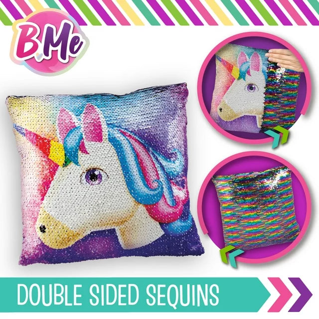 Creative Kids Sequin Unicorn Pillow- Reversible Double Sided Rainbow Doodle Sequined Pillows - Bedroom Decor Art - Creative Magic Glitter Pillow with 8 Markers - Perfect Birthday Girl Gift Age 6+