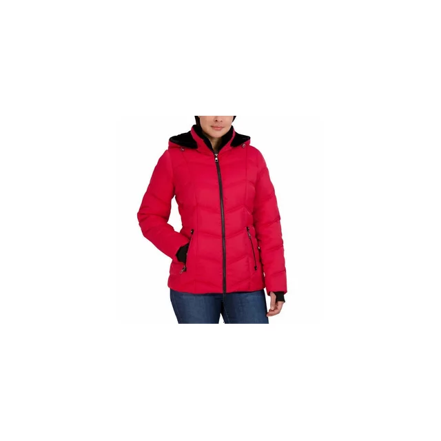 Nautica Women?s Puffer Jacket w Detachable Hood Water Resistant Red size Small