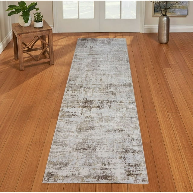 Gertmenian Quattro Alder Beige Polypropylene Modern Abstract Area Rug Runner - 2'2" x 6''