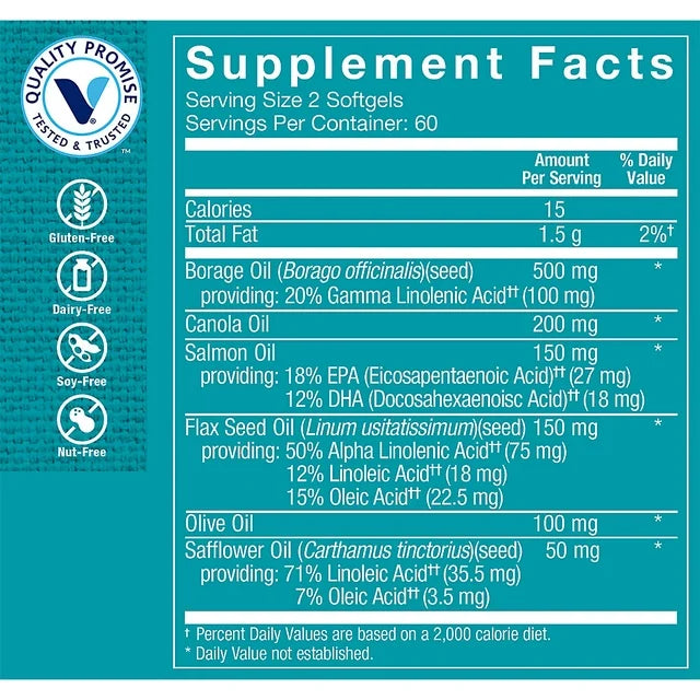 The Vitamin Shoppe Omega 3-6-9, Omega Essential Fatty Acid Supplement that Supports Healthy Heart Function, Omega-3 EPA & DHA (120 Softgels)