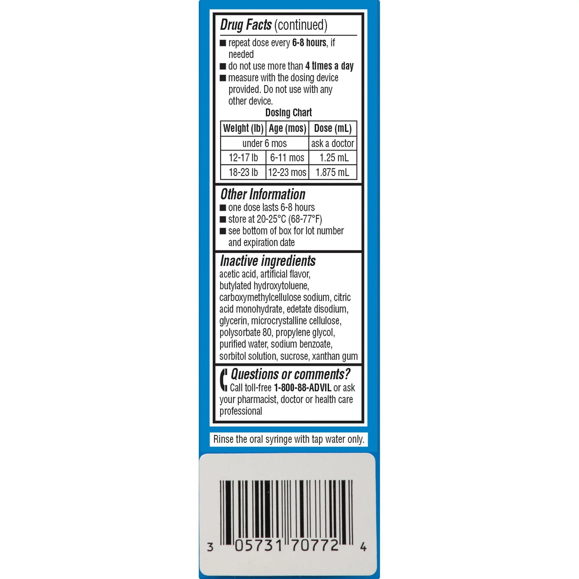 Infants' AdvilÂ® Concentrated Drops Fever Reducer/Pain Reliever (Ibuprofen) in Dye-Free White Grape Flavor 50mg 2-0.5 fl. oz. Boxes