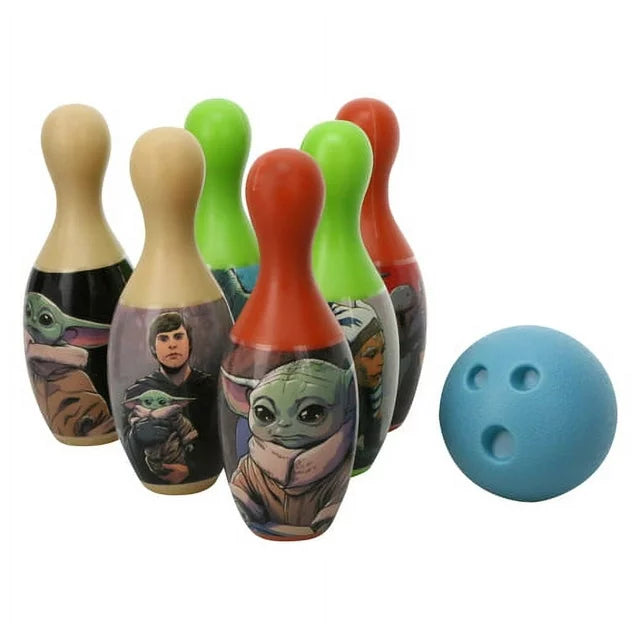 Star Wars The Mandalorian Indoor Bowling Set with 6 Pins and 1 Bowling Ball