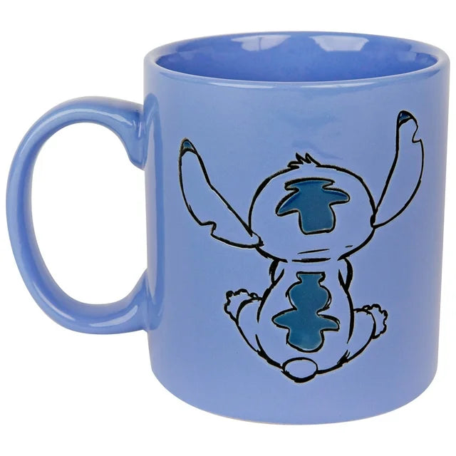 Silver Buffalo Lilo and Stitch Front and Back Sketch Wax Resist Ceramic Mug, 20 Ounces, Blue/Multi