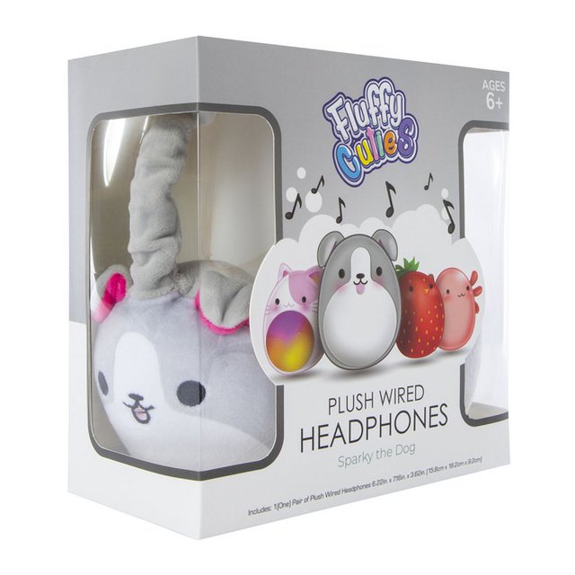 Fluffy Cuties Plush Wired Headphones Sparky the Dog