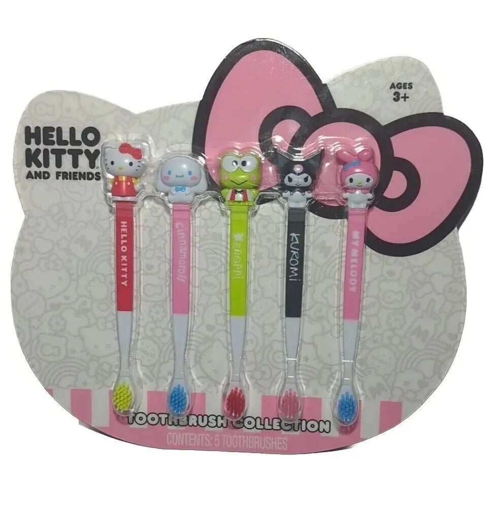 SANRIO Hello Kitty and Friends Toothbrush Collection Set of 5 Characters Include: - Hello Kitty - Cinnamoroll - Keroppi - Kuromi - My Melody