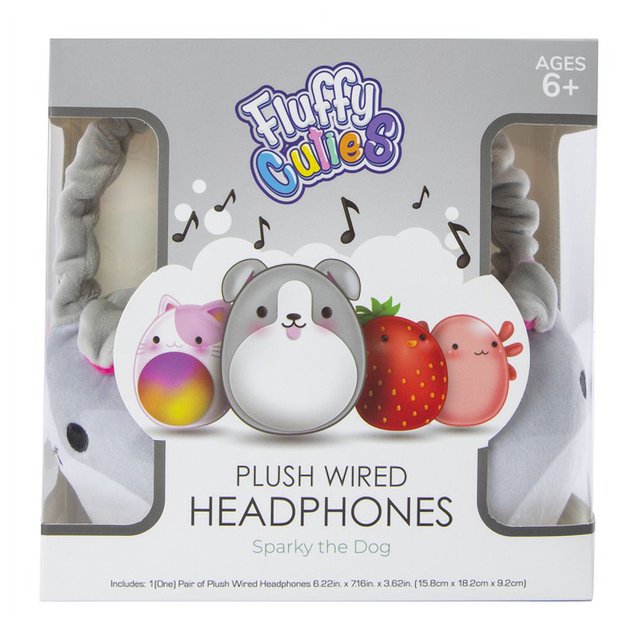 Fluffy Cuties Plush Wired Headphones Sparky the Dog