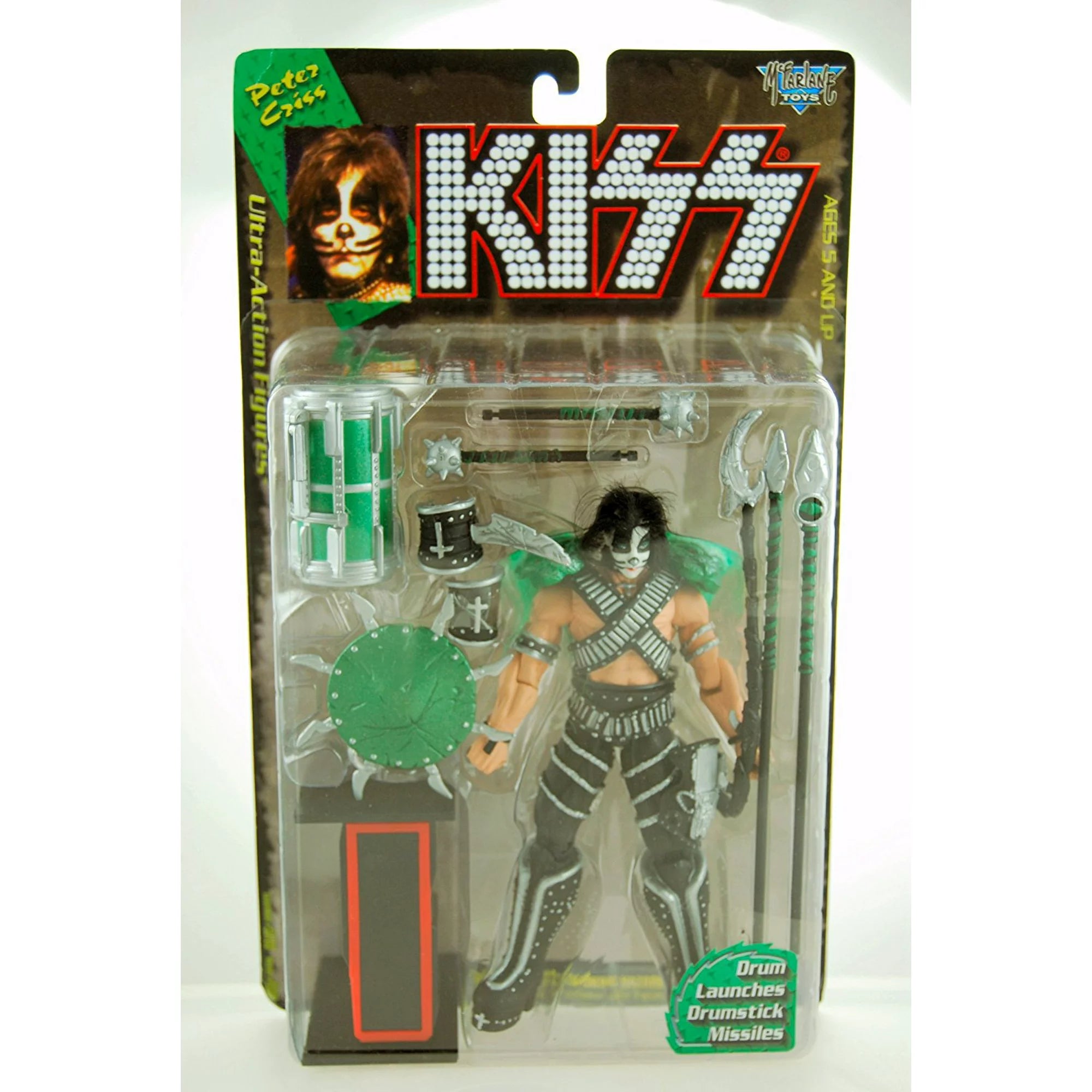 1997 - McFarlane - KISS - Peter Criss - Ultra Action Figure - Drum Launches Drum