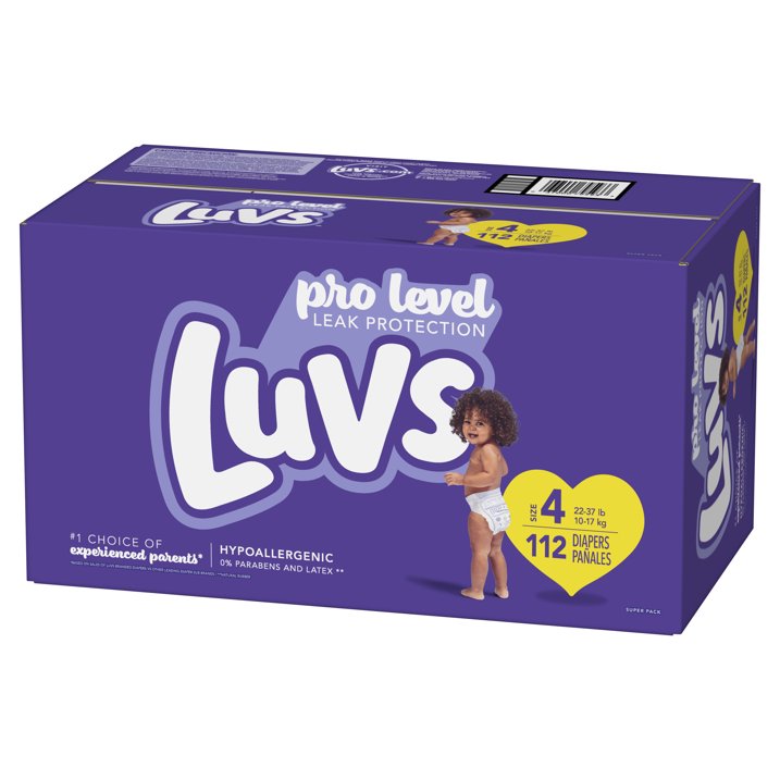 Luvs Pro Level Leak Protection Diapers Size 4 112 Count