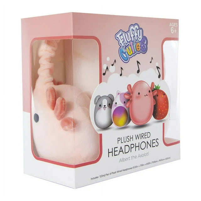 Fluffy Cuties Plush Wired Headphones Albert The Axoloti