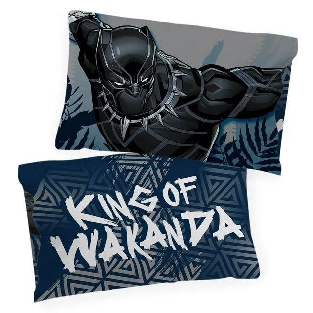 Black Panther King of Wakanda Kids 4-Piece Full Sheet Set, Microfiber, Black, Marvel