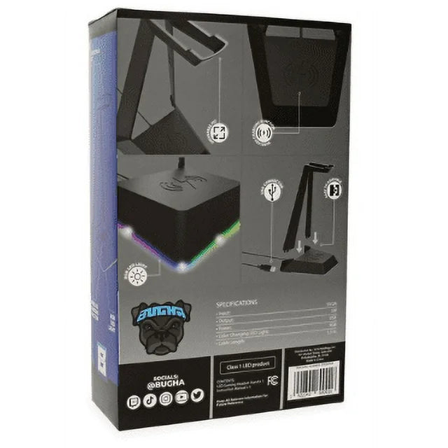 Bugha LED Gaming Headset Stand with Wireless Charging Base (Powered by USB)