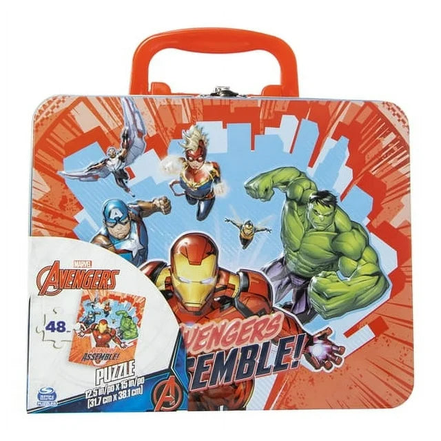 Marvel AVENGERS LUNCH BOX w ASSEMBLE 48pc 12.5" x 15" Jigsaw Puzzle