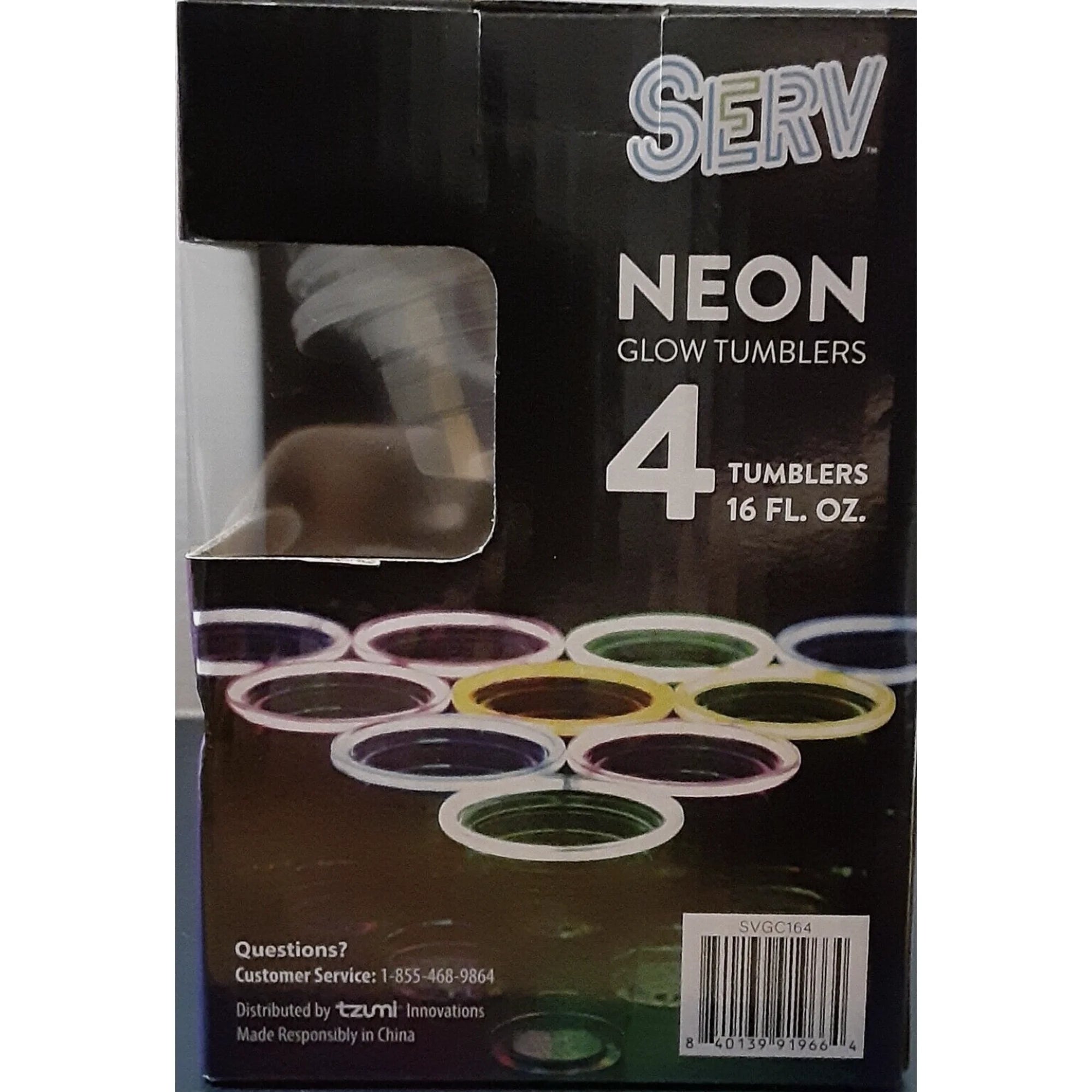 Tzumi Serv Neon Glow Tumblers 4 pk- 16 0z