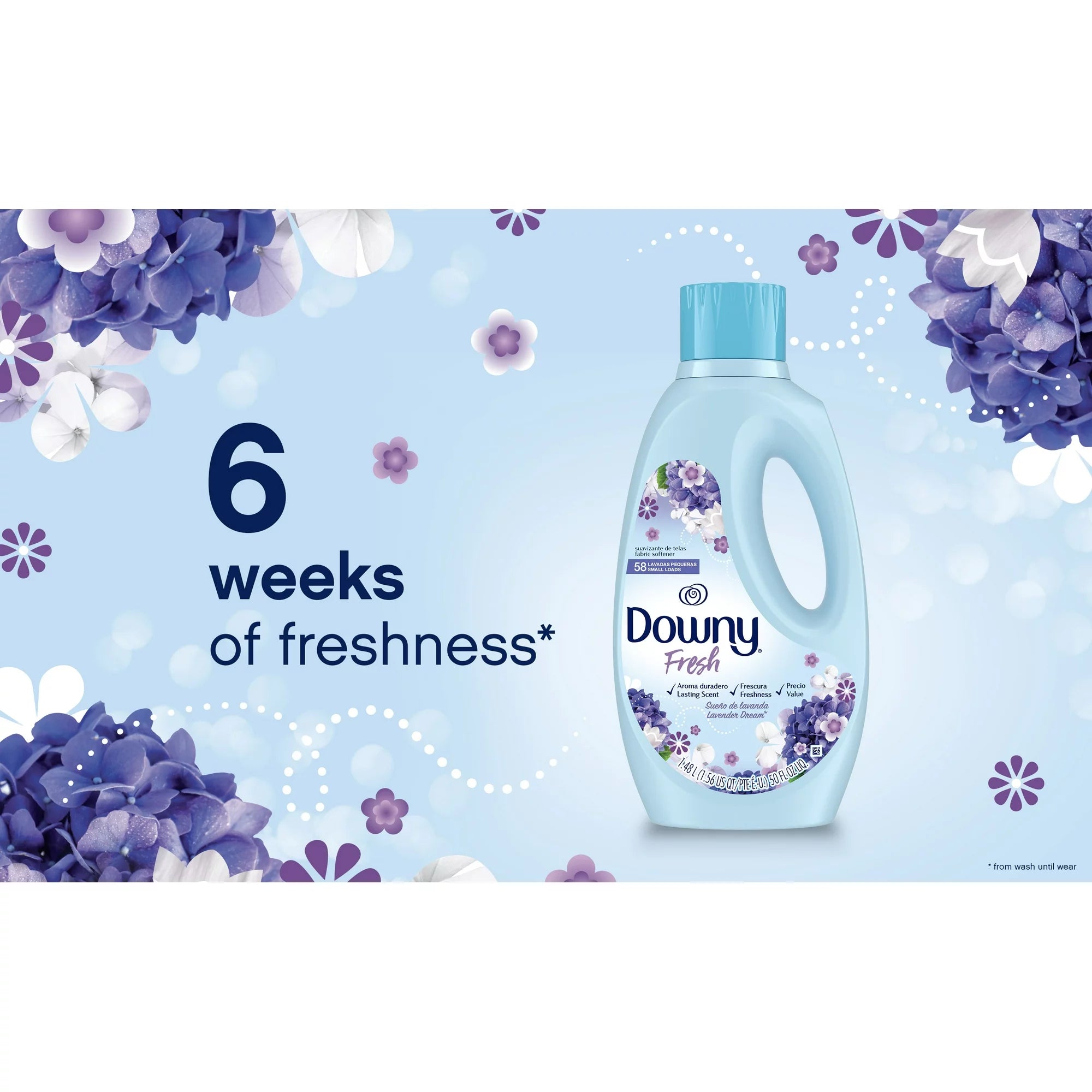 Downy Fresh Liquid Fabric Softener, Lavender Dream, 58 Loads, 50 fl oz