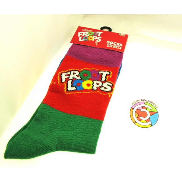 One Pair of Fruit Loop Crew Socks for Men Shoe Sizes 6 - 12