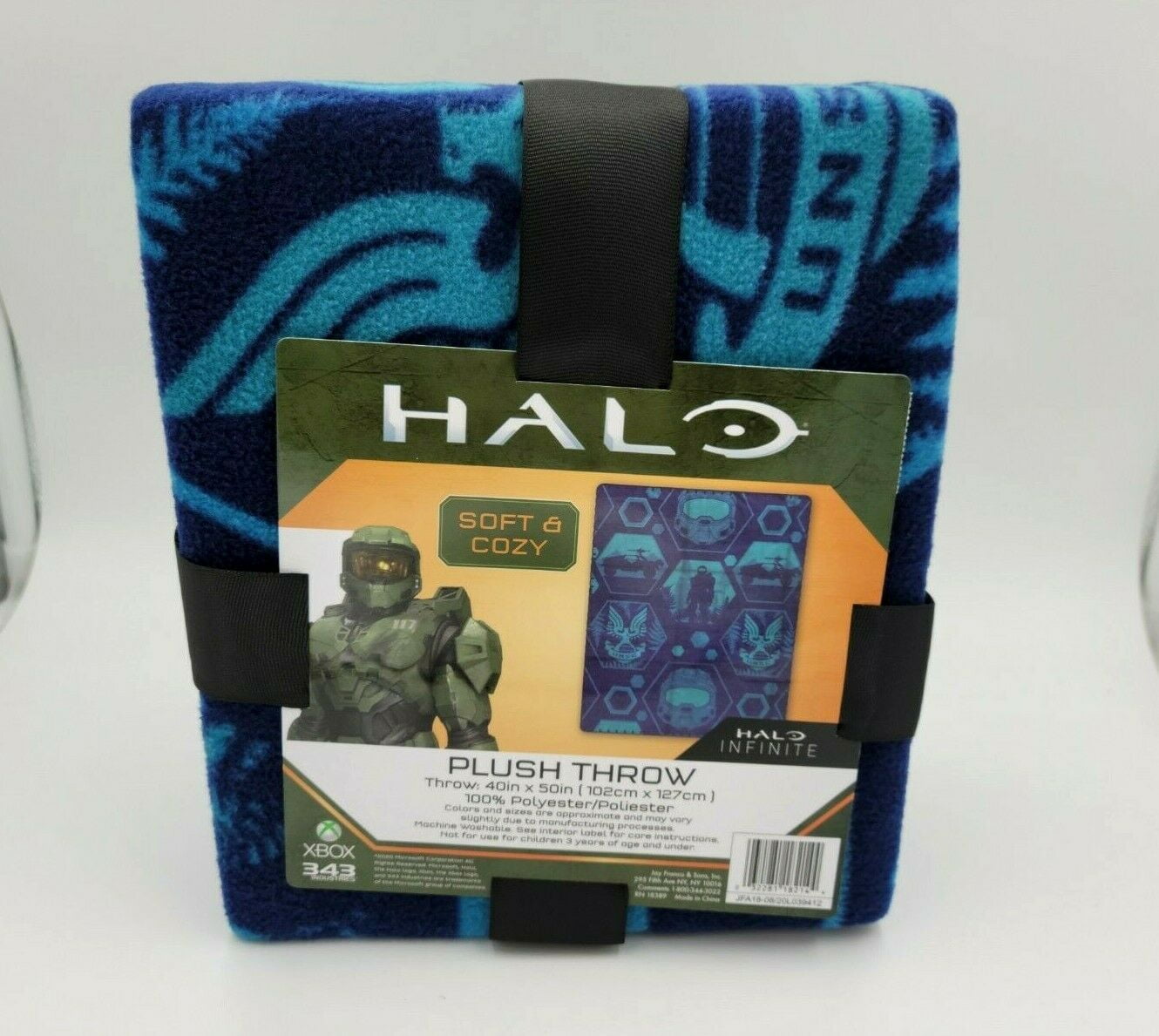 HALO Plush Throw Blanket - 40" x 50" - 100% Polyester -BLUE Gamer Gaming