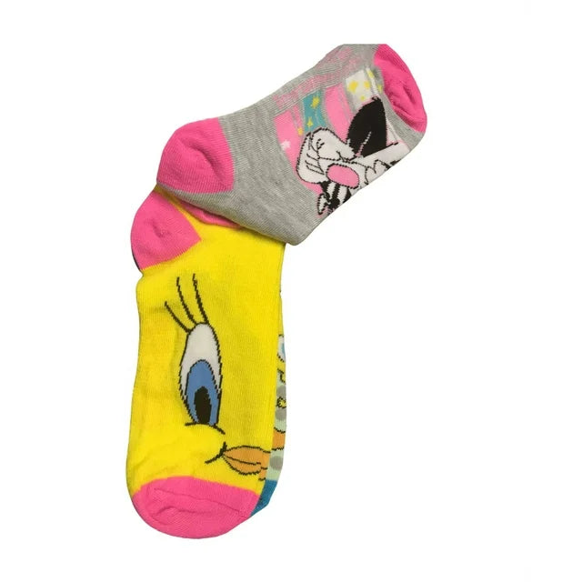 Looney Tunes 5 No Show Socks