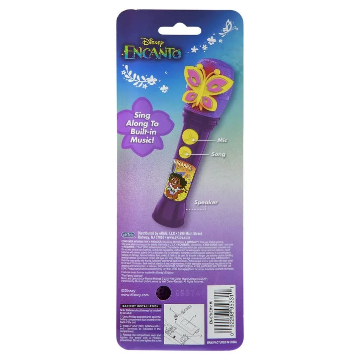 Disney Encanto Sing Along Microphone with Built-In Music and Flashing Lights for Girls Aged 3 Years and Up.