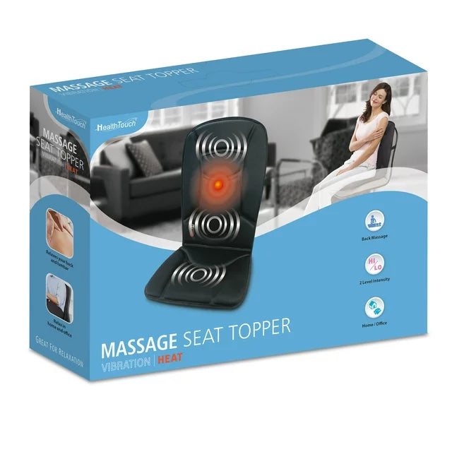 Health Touch Massage Seat Topper with Heat, Vibration Massager, Shoulder, Lumbar and Thigh Relaxation,