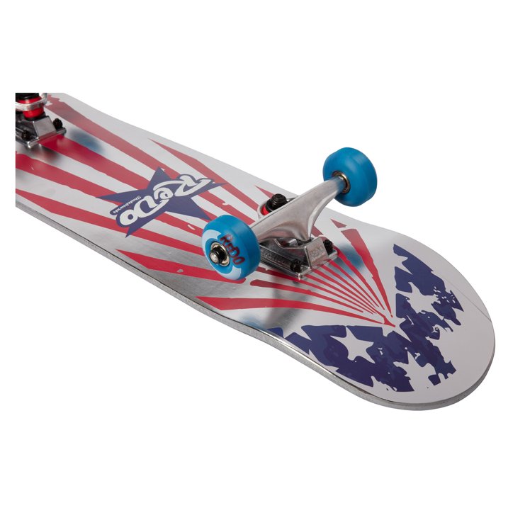 ReDo Skateboard 31" x 7.75" Gallery Pop Complete Skateboard Board Silver Stars for Boys, Girls, Kids