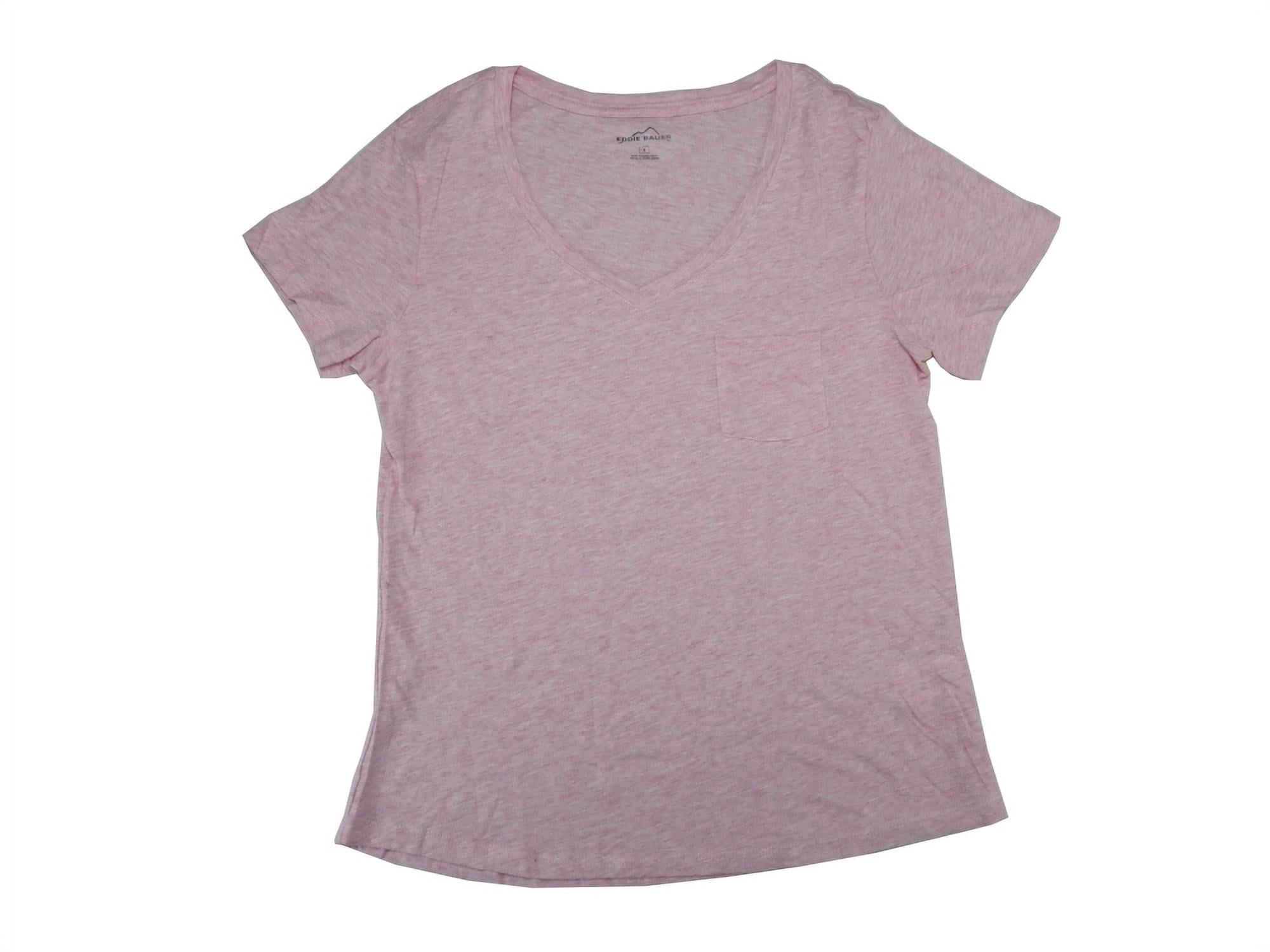 Rock Fit LLC. Eddie Bauer Womens Size Small Short Sleeve V-Neck Tee W/Pocket, Heather Blush