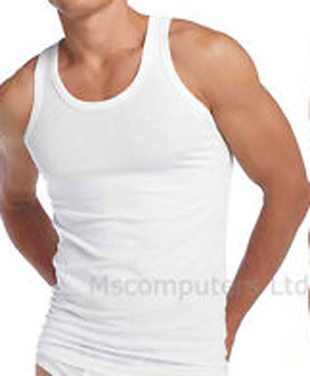 Andrew Scott Basics Big Man Rib Athletic White Tank Top 6XL