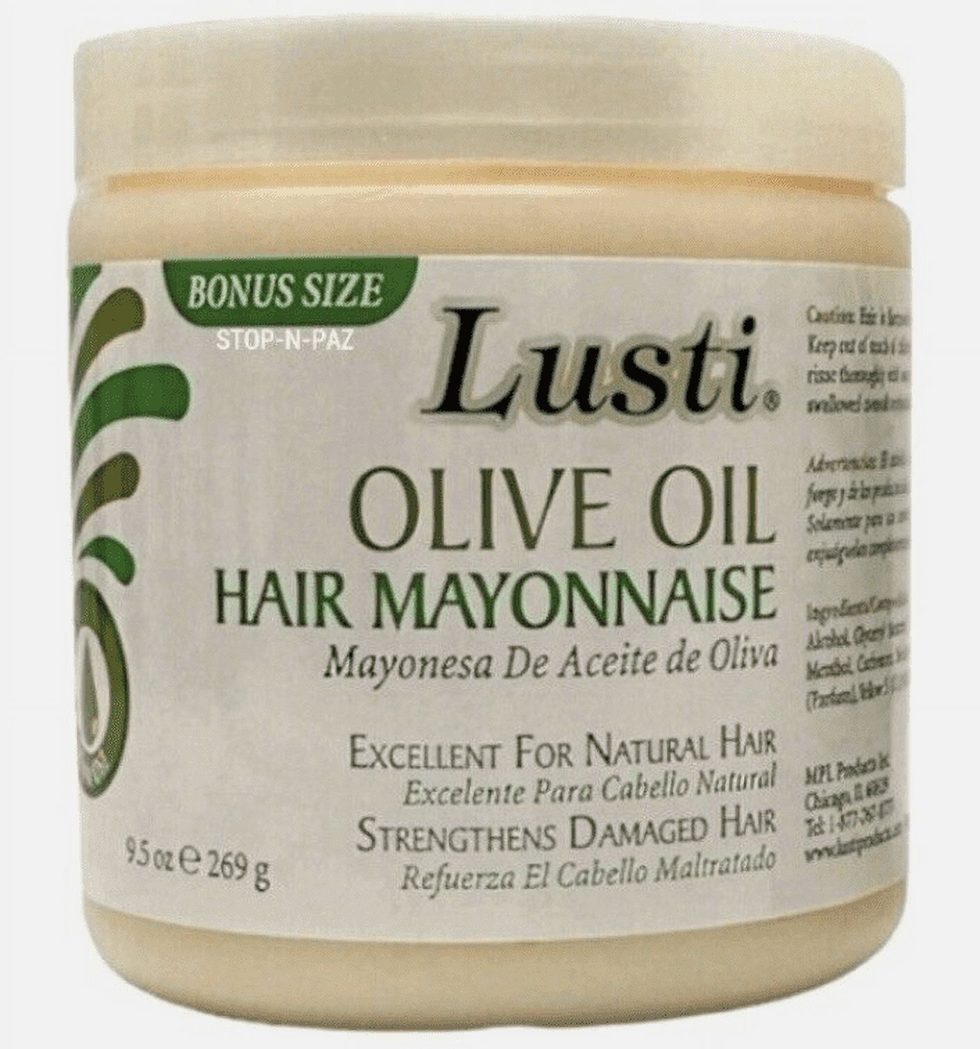 Lusti Olive Oil Hair Mayonnaise Mayo Strengthens Damaged Hair 9.5oz