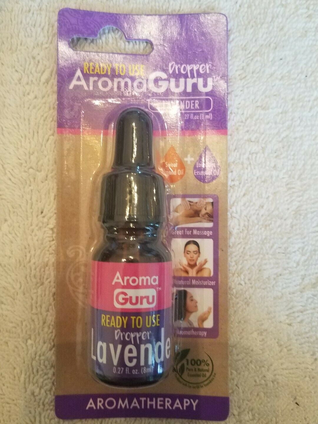 Ready to Use Aroma Guru Aromatherapy Oil LAVENDER .27 Fl Oz Bottles