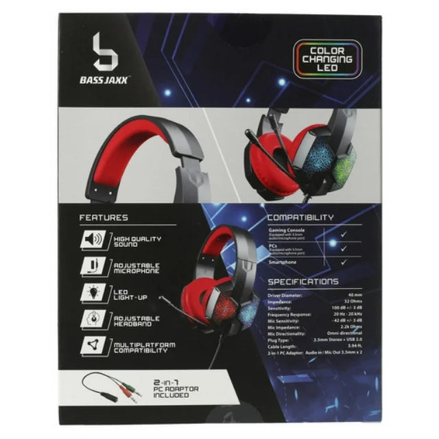 Bass Jaxx Led Changing Color Gaming Headphones