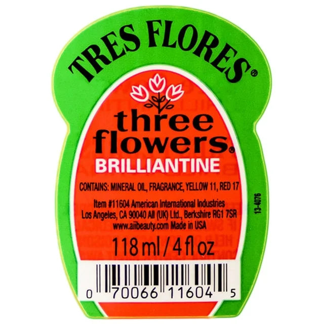 Three Flowers Brilliantine, Men Styling Liquid Oil for All Hair Types, 4 fl oz