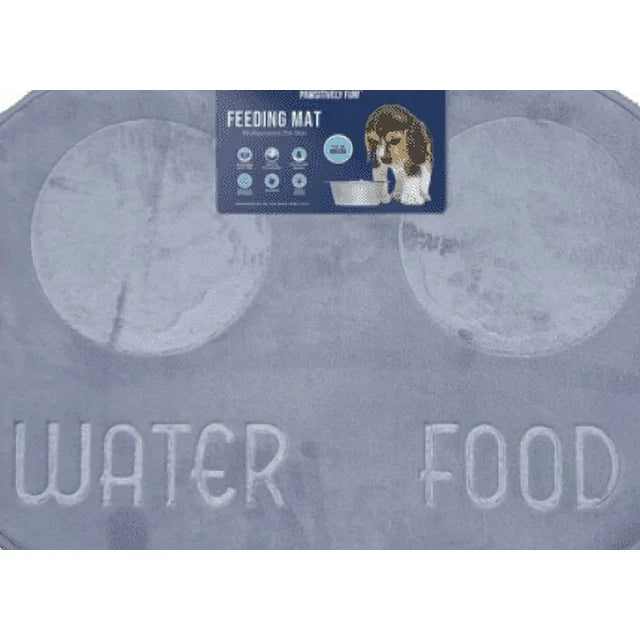 Pawsitively Microfiber Foam Pet Placemat (Feeding Mat )16in x 24in - Silver